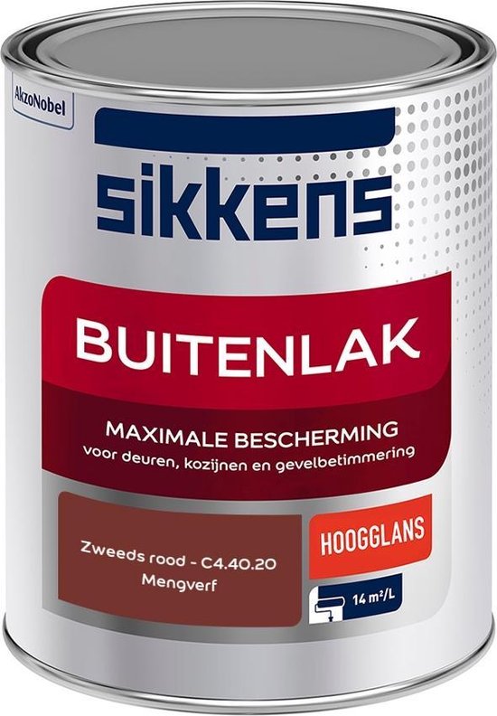 Sikkens Buitenlak - Verf - Hoogglans - Mengkleur - Zweeds rood - C4.40.20 -  1 liter | bol.com