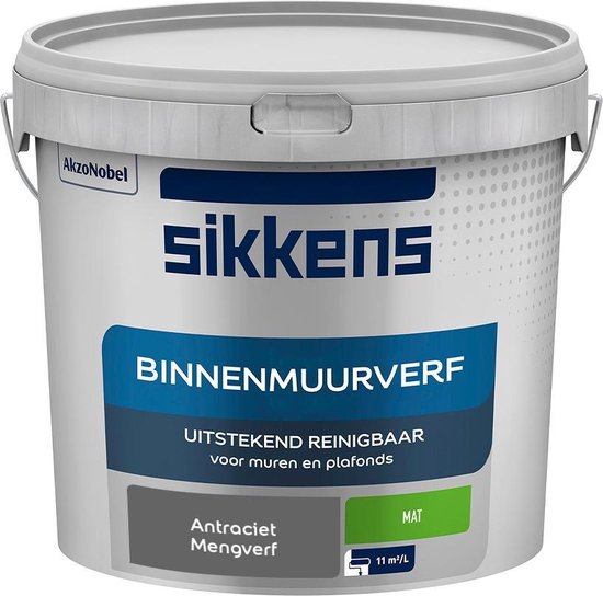 Sikkens Binnenmuurverf Muurverf - Mengkleur - Antraciet - 5 Liter | bol.com