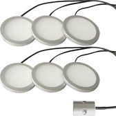 LETT® Opbouw LED Spotjes met Deursensor - Set van 6 Lampjes - Automatische Kastverlichting