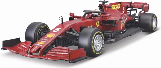 Bburago  Ferrari SCUDERIA SF1000 #5 SEBARIAN VETTEL 2020 - FERRARI 1000th RACE Toscane Mat Rood/zwart schaalmodel 1:18 - Bburago