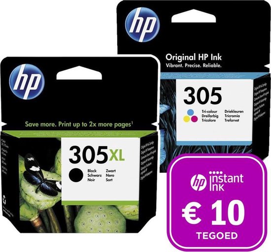 HP 305 - Inktcartridge 305XL zwart & 305 kleur + Instant Ink tegoed