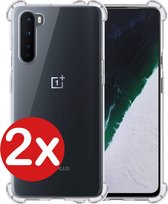 OnePlus Nord Hoesje Siliconen Shock Proof Case Transparant - OnePlus Nord Hoesje Cover Extra Stevig - 2 PACK
