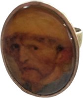Ring verzilverd vincent van gogh zelfportret met hoed