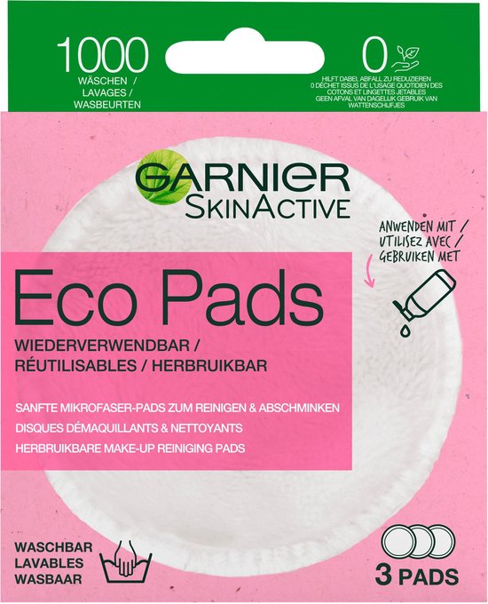 Garnier SkinActive Eco Pads - Herbruikbare Wattenschijfjes - 3 Stuks - Duurzame Gezichtsreiniging