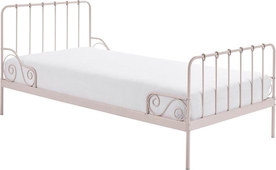 Cadre de lit en métal avec sommier à lattes Vipack Alice - Lit enfant - 90x200 cm - Rose clair