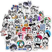 Winkrs - Husky Stickermix - Honden Stickers 50 stuks - Voor laptop, bullet journal, muur, auto etc.