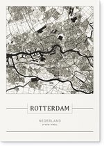 Stadskaart Rotterdam - Plattegrond Rotterdam – city map – Forex muurdecoratie 30 x 40 cm