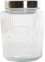 Voorraadpot/bewaarpot 1650 ml glas met metalen deksel- Voorraadbussen