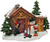 Kerst - Kerstdecoratie - Kerstdagen - Kerstdorp - Skihutje met sneeuwpop