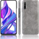 Shockproof Litchi Texture PC + PU Case voor Huawei Honor 9X / 9X Pro (grijs)