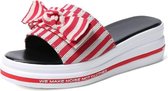 Mode Strik Antislip Slijtvast Dikke zolen Casual Dames Pantoffels (Kleur: Rood Maat: 40)