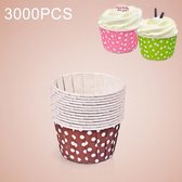 3000 STKS Dot patroon ronde laminering Cake Cup vormpjes Chocolade Cupcake Liner bakken Cup, grootte: 5 x 3,8 x 3 cm (bruin)