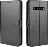 Voor LG V60 ThinQ 5G Retro Crazy Horse Texture Horizontaal Flip Leren Case, met Houder & Kaartsleuven & Fotolijst (Zwart)