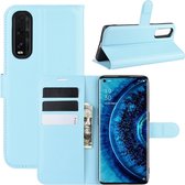 Voor OPPO Find X2 Litchi Texture Horizontal Flip PU lederen beschermhoes met houder & kaartsleuven & portemonnee (blauw)