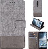 Voor Nokia 4.2 MUXMA MX102 horizontale flip canvas lederen tas met standaard & kaartsleuf & portemonnee functie (grijs)