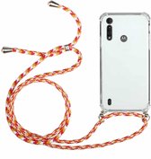 Voor Motorola Moto G8 Power Lite Four-Corner Anti-Fall transparante TPU beschermhoes met lanyard (oranje geel)