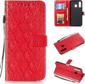 Geperst Printing Rattan Flower Pattern Horizontal Flip PU Leather Case for Galaxy A20 / A30 / A50, with Holder & Card Slots & Wallet & Photo Frame (Red)