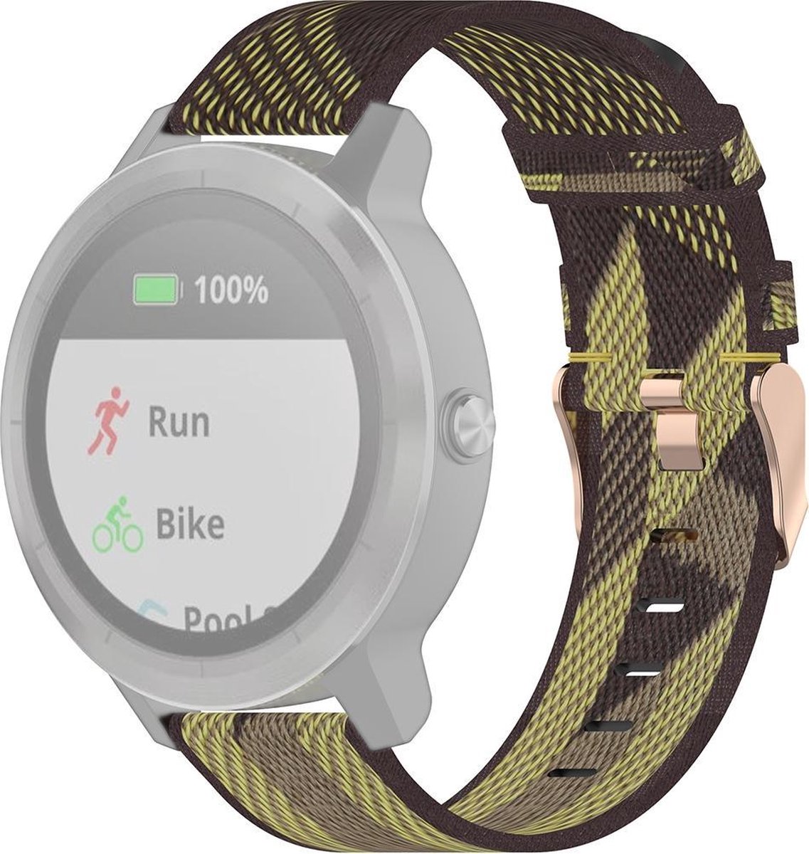 Let op type!! 20mm Stripe Weave Nylon Polsband horlogeband voor Garmin Venu  Vivomove 3  Vivoactive 3  Forerunner 245 / 645 (Geel)