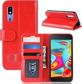 R64 textuur enkele vouw horizontale flip lederen case voor Galaxy A2 Core, met houder & kaartsleuven & portemonnee (rood)