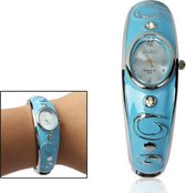 Roestvrij stalen diamanten armband horloge (blauw)