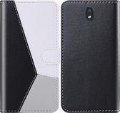 Voor LG K30 (2019) Tricolor stiksels Horizontaal Flip TPU + PU lederen tas met houder & kaartsleuven & portemonnee (zwart)