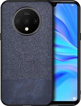Voor OnePlus 7T schokbestendige splitsing PU + stoffen beschermhoes (blauw)
