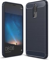 Voor Huawei Mate 10 Lite geborsteld koolstofvezel textuur TPU schokbestendig antislip zachte beschermende achterkant van de behuizing (marineblauw)