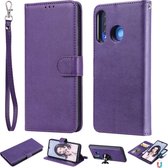 Voor Huawei P30 Lite / nova 4e effen kleur horizontale flip beschermhoes met houder & kaartsleuven & portemonnee & fotolijst & lanyard (paars)