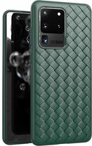Voor Galaxy S20 Ultra Antislip Klassiek Geweven Patroon Ademende TPU Case (Groen)