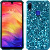 Glitter poeder schokbestendig TPU-hoesje voor Geschikt voor Xiaomi Redmi Note 7 (blauw)