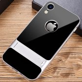 Voor iPhone XR Crystal Shockproof TPU + PC Case met houder (Space Silver)