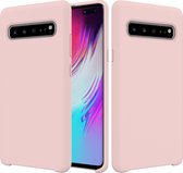 Effen kleur vloeibare siliconen dropproof beschermhoes voor Galaxy S10 5G (roze)
