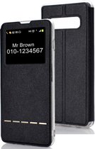Leren Flip Case horizontaal voor Galaxy S10 +, met houder en oproepweergave-ID (zwart)