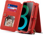 Dibase voor Galaxy S9 + & A8 + (2018) Multifunctioneel schapenstangmateriaal Universele horizontale flip-case met houder & kaartsleuven & fotolijst & haak & afneembare rugbeschermhoes (rood)