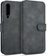 DG.MING Retro Oil Side Horizontal Flip Case voor Xiaomi Mi 9, met houder en kaartsleuven en portemonnee (zwart)