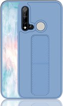 Voor Huawei P20 Lite schokbestendige pc + TPU beschermhoes met polsband en houder (blauw)