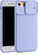 Voor iPhone 6 Plus & 6s Plus / 7 Plus & 8 Plus Sliding Camera Cover Design Twill Anti-Slip TPU Case (Paars)
