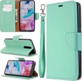 Voor xiaomi redmi 8 litchi textuur pure kleur horizontale flip pu lederen case met houder & kaartsleuven & portemonnee & lanyard (groen)