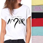 T-shirt zwart dames shirts katoen Amor maat L