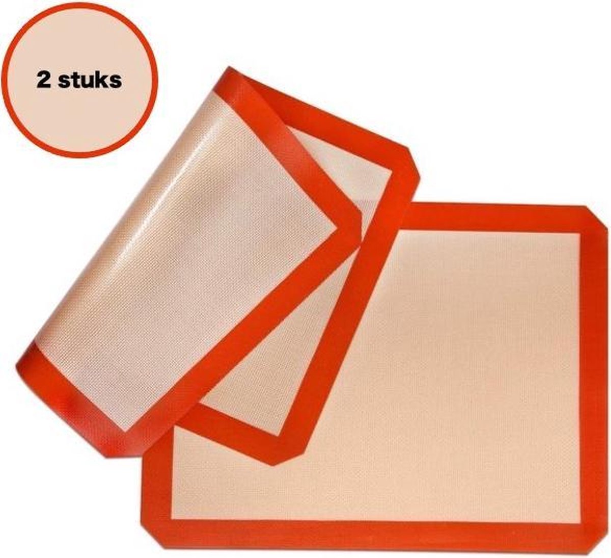 Siliconen Bakmat (Set van 2) - Bakmat Siliconen - Anti-kleef - 42x30cm - Beige & Bruin- Hoogwaardige Anti-slip Bakmat - Werkoppervlak Deeg - Anti kleef Deegmat - Hittebestendige Bakmat Oven