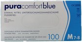 Puracomfort Disposable Gloves Nitrile - Size M 7-8 - 100 Pieces - Powder Free - Blue