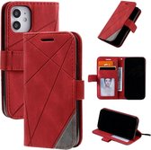 iPhone Mini 12 Hoesje Bookcase - Leer - Portemonnee - Book Case - Wallet - Flip Cover - Apple iPhone Mini 12  - Rood