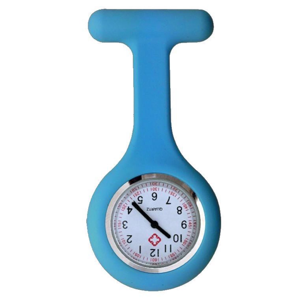 Fako® - Verpleegstershorloge - Zusterhorloge - Verpleegster Horloge - Siliconen RVS XL - Lichtblauw
