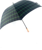 Pierre Cardin golf paraplu met ruiten groen blauw en recht eisdoorn handvat