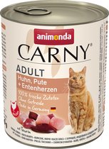 Animonda Carny Adult Kip, Kalkoen + eendenhart 6 x 800 gram ( Katten natvoer )