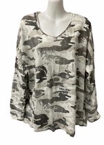 Damesmode camouflage longsleeve, kleur wit/grijs, maat one size