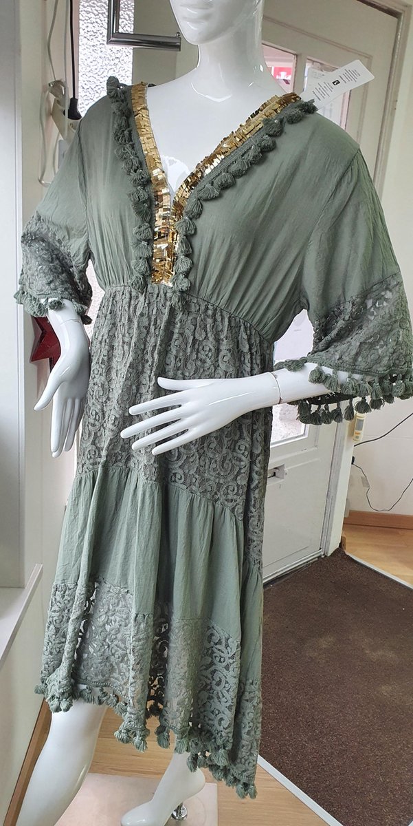 voormalig kwaad Evenement Damesmode mooie ibiza jurk, kleur army, maat one size | bol.com