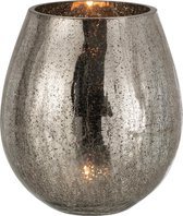 J-Line Windlicht Eivorm Craquele Glas Grijs Medium