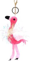 Sleutelhanger glitter flamingo