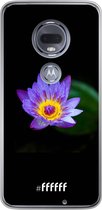 Motorola Moto G7 Hoesje Transparant TPU Case - Purple Flower in the Dark #ffffff